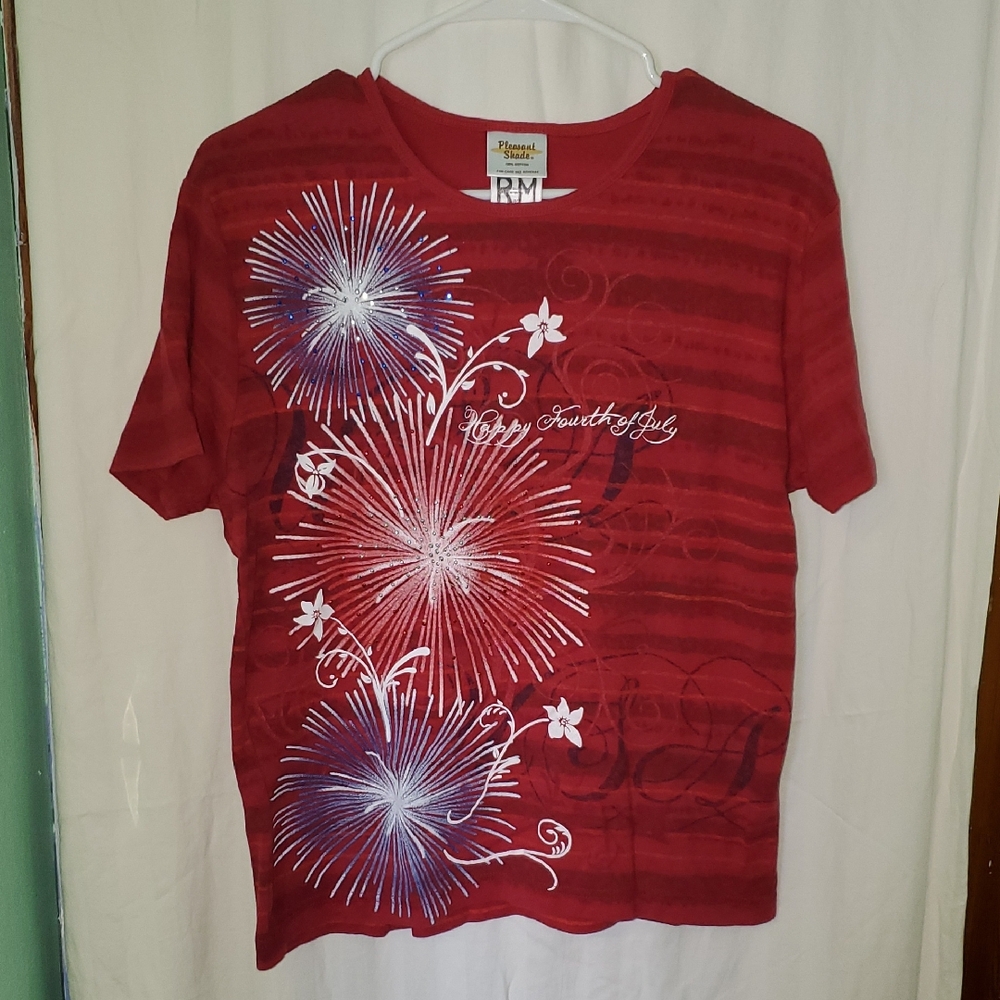 Vintage Y2k Sparkly Bedazzled Fourth Of July USA Patriotic T Shirt